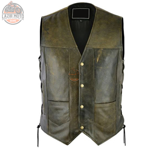 เสื้อกั๊กหนังแท้สำหรับนักแข่งรถมอเตอร์ไซค์เสื้อกั๊กหนังแท้ดีไซน์แบบไม่เคลือบแว็กซ์ออกแบบได้ตามต้องการ - Product Image 4