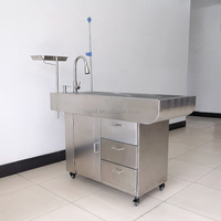 Table de traitement vétérinaire OSCAT en acier inoxydable 304 avec robinet extractible et 2 sorties d'eau pour hôpital vétérinaire