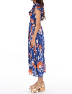 Vestido Casual de Talla Grande para Mujer con Logotipo Personalizado, de Alta Calidad, en Algodón, Sexy, con Volantes Delanteros, Cierre Trasero con Cremallera, Cuello en V y Mangas con Vuelo - Product Image 3