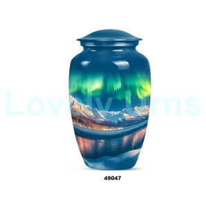 La mejor venta de urna conmemorativa de cremación con tema de Aurora Borealis para cenizas humanas, urna funeraria grande decorativa con bolsa de terciopelo gratis - Product Image 1
