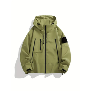 Chaqueta de hombre Chaquetas de lluvia ligeras Tallas grandes Impermeable Color sólido A prueba de viento al aire libre Chaqueta con capucha - Product Image 1