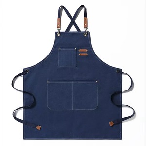 Tablier de travail en toile de coton sans manches, à dos croisé, résistant, réglable, résistant à l'eau, taille M XXL, grandes poches, tablier de café - Product Image 5