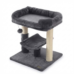 Arbre à <span class=keywords><strong>chat</strong></span> à 2 niveaux en tissu velours, structure robuste, panneaux de particules de classe E0, poteau à gratter en sisal écologique, design moderne <span class=keywords><strong>pour</strong></span> animaux de compagnie - Product Image 5