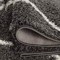 Moroccan Handmade Dark Grey Shaggy Rug 540-Fluffy Loop Pile Living Room Carpet Abstract Rectangle Hallway Decor