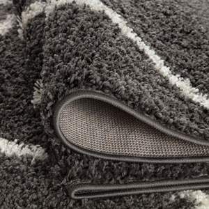 Moroccan Handmade Dark Grey Shaggy Rug 540-<b>Fluffy</b> Loop Pile Living Room <b>Carpet</b> Abstract Rectangle Hallway Decor - Product Image 3