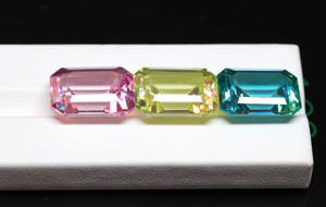 Fabrication de bijoux en pierres précieuses paraiba synthétiques de laboratoire traitées thermiquement 14x10mm saphir rose et jaune taille coussin - Product Image 6