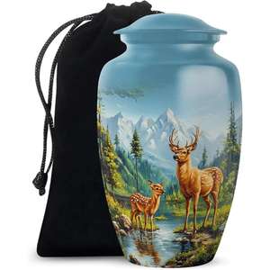 Venta al por mayor de urnas de cremación pintadas a mano, elegantes urnas de metal para adultos para cenizas humanas, suministros funerarios, urna de cremación DE LA India - Product Image 4