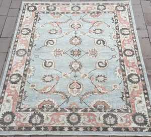 Alfombras de lana de seda hechas a mano de lujo modernas, diseño abstracto anudado a mano suave, tamaños personalizables, 5x8 colores vibrantes, alfombras para oficina en casa - Product Image 1