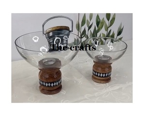 Bol à chocolat en verre poli avec base en métal, qualité supérieure, forme de vaisselle, bol à collations, style classique, prix bas - Product Image 4