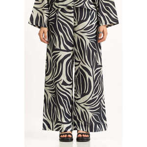 Pantalones de pana de cintura alta y pierna ancha para mujer WM-COD-SS25-350B con decoración estampada y cordón incluido - Product Image 2