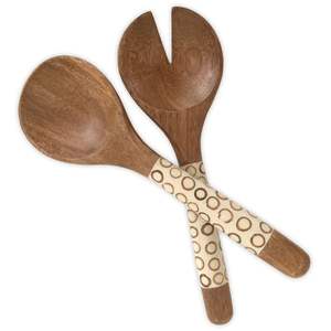 Ensemble de serveur de salade minimaliste antique pour salade soupe fruits épicés mélange décor de salle à manger avec poignée en résine ustensile de cuisine - Product Image 2