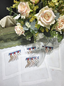 Personnalisé En Gros Broderie Piscine Cocktail Serviettes Ajouré Cocktail Serviette 100% Linge Blanc pour La Maison Hôtel Bar Événements - Product Image 5