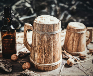 Mug à bière en bois artisanal moderne et élégant, forme originale, avec paille, logo personnalisé imprimé, 400 ml, vente en gros TIMELESS CRAFT - Product Image 2