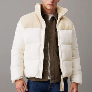 Alta demanda poliéster marfil Sherpa burbuja chaqueta acolchada Material mezcla puños elásticos y dobladillo cintura bolsillos cálido invierno prendas de vestir exteriores - Product Image 1