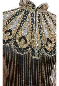 Elegante antiestático señoras sirena vestido de fiesta de noche hermosas perlas bordadas capa con cuentas de cristal diseño impreso - Product Image 5