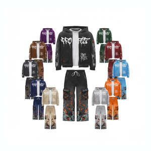 Conjunto de Sudadera con Capucha y Pantalones Cargo con Estampado de Peces OEM ODM, Ropa Deportiva Urbana de Dos Piezas con Diseño Gráfico, Conjuntos Deportivos Unisex - Product Image 1