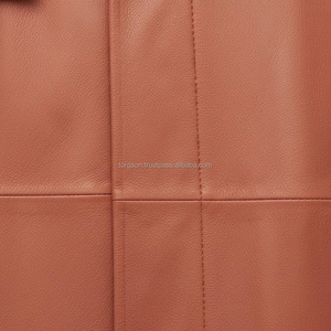 <b>Men's</b> Genuine Leather Cowhide <b>Trench</b> <b>Coat</b> Double Breasted Long Overcoat Belt Turn-down Collar Solid Color Button Detail Warm - Product Image 6