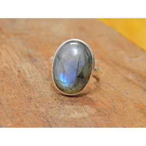 Bague de fiançailles en argent sterling 925 avec Labradorite naturelle Bague cadeau pour femme faite à la main R0126-GS - Product Image 2