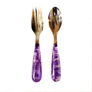 Ensemble de cuillères à salade en résine écologique, non toxique, légères, style américain, à long manche, pour les fêtes, la maison et la cuisine - Product Image 2