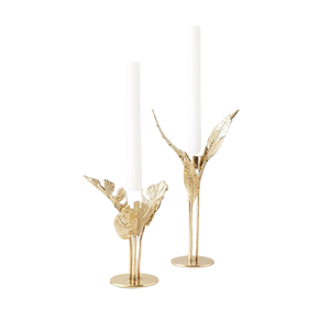 เชิงเทียน2ชุดขนาดแตกต่างกันดีไซน์โบราณเชิงเทียนสีทองทองเหลือง - Product Image 1