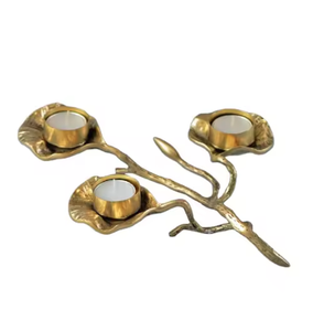 Handcrafted Metal T-<b>Light</b> Holder <b>Leaf</b> Base Home Decor Candle Holder Perfect for Cozy Ambiance Eco-Friendly Designer Candle Stand - Product Image 2