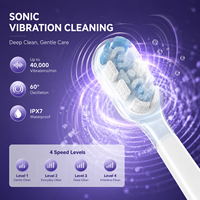 Sikat Gigi Elektrik Sonic OEM ODM 2 in 1 Getaran Osilasi Kepala Sikat 60 Derajat 8 Mode Kerja untuk Perawatan Mulut Berbagai Merek
