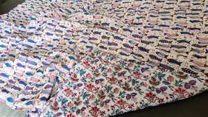 Hand Block Printed <b>Quilted</b> Cotton Razai Reversible Animal Print Winter Blanket Soft Cozy - Product Image 2