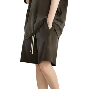 Pantalones cortos personalizados de felpa francesa para hombre, pantalones cortos de Jogger con lavado ácido Vintage, pantalones cortos de lejía, dobladillo crudo de algodón sólido liso, lavado ácido Vintage - Product Image 4