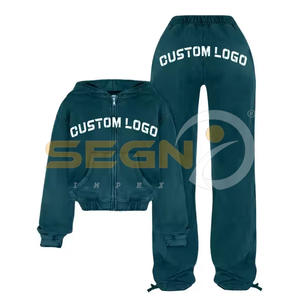 Premium Quality Lightweight Full Zipper 100% Cotton and Crop Zipper <b>Jacket</b> Custom Shorts Tracksuits For <b>Women</b> - Product Image 1