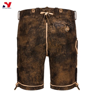 Lederhosen กางเกงขาสั้นบาวาเรียแบบดั้งเดิมหนังกลับโบราณเทคนิคการปักวินเทจสไตล์ถนนสูงติดกระดุม - Product Image 6