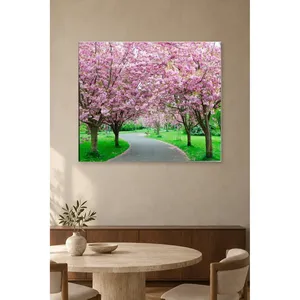 Impression sur toile d'arbres de cerisier et de sentiers enroulés dans le parc Fida - Product Image 1