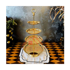 Soporte de Metal de 4 niveles chapado en oro para pastel, decoración de mesa de fiesta de lujo, soporte de exhibición de pastel de Metal - Product Image 1