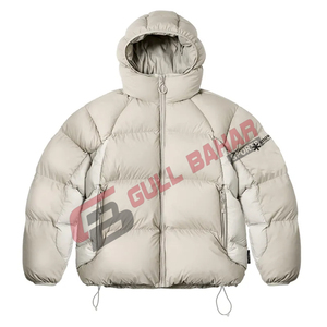 OEM Customized High Street Men's Casual Puffer <b>Jacket</b> Stand Waterproof Windproof Breathable <b>Hooded</b> Padded <b>Soft</b> <b>Shell</b> Winter - Product Image 5