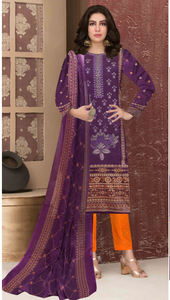 งานปักอย่างหนา georgette สนามหญ้าอินเดีย pakistani punjabi afghani ลำลอง floralwar kameez 2ชิ้น kurties ธรรมชาติ - Product Image 3