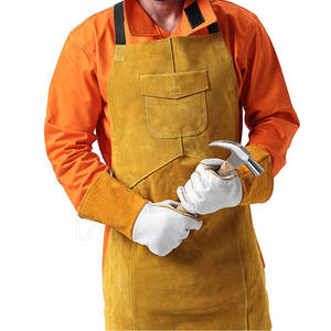 Tabliers de soudure résistants à logo personnalisé, faible MOQ, bretelles réglables, en cuir personnalisé, poches avant, vêtements de travail pour la protection - Product Image 2