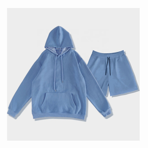 100% Cotton Terry Men's Gym Wear Custom Printed Autumn Casual Hoodie Short Set Breathable Plus Size OEM/ODM Service for Men - Product Image 1