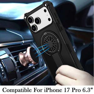 Coque magnétique avec anneau et béquille pour iPhone 18 Pro Max, rouge - Product Image 2