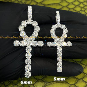 Wholesale Moissanite Fine Jewelry Pendants & <b>Charms</b> in 10kt White Gold Wrap Around <b>Cross</b> Hip Hop Pendant in VVS Clarity - Product Image 1