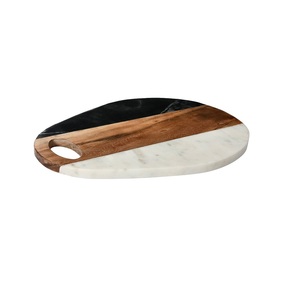 Nouvelle Arrivée Attrayant Marbre Naturel Et Planche À Découper En Bois Vente Chaude De Forme Ovale Planche À Découper Avec Planche Suspendue - Product Image 3