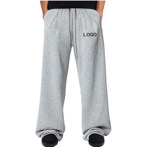 OEM Wholesale Custom Logo Baggy Straight Leg Jogger <b>Pants</b> for Men Breathable Polyester Sweatpants Pockets Casual Mid Gym Workout - Product Image 1