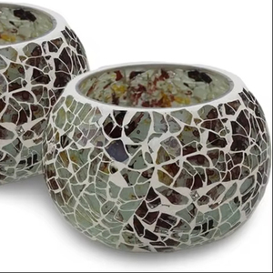 Centro de mesa hecho a mano mosaico vela tarros vidrieras candelabros para decoración de boda por ARTISAN AURA - Product Image 1