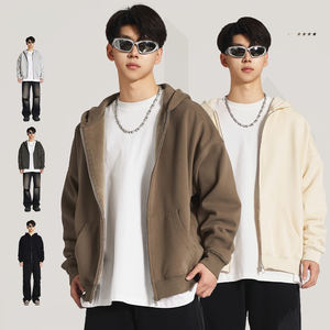 High Quality 100% Cotton Zip <b>Hoodie</b> for <b>Men</b> Wholesale Custom Logo Printing <b>Oversized</b> Heavyweight <b>Fleece</b> DDP Shipping - Product Image 3