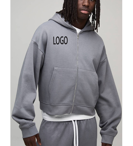 2026 Fall Winter Collection Boxy Fit Men Tracksuit Top With Hood Custom Embossed Logo Warm Up Anti Pilling Fleece <b>Line</b> <b>Hoodie</b> - Product Image 4