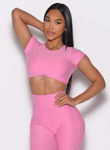 Vente en gros Personnalisé Bubblegum Femmes Toggluxe Crop Top 4 Way Stretch Réglable Bascule et Respirant Fitness Crop Top T-shirts pour Femmes - Product Image 2