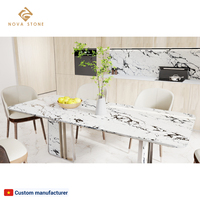 Table de salle à manger de comptoir en pierre de quartz synthétique Arabescato Faniello Table de salle à manger de qualité supérieure résistante au feu à texture de couleur homogène
