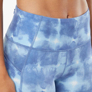 Pantalones cortos de compresión para mujer con diseño de lavado ácido personalizado/cintura alta 100% material de poliéster hecho pantalones cortos de compresión para mujer - Product Image 3