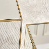 Table basse moderne en métal à plateau miroir de forme carrée pour salon et chambre à coucher, installation facile, vente chaude