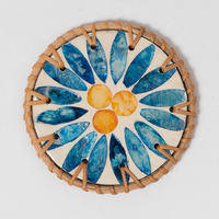 <strong>Best</strong> <strong>Selling</strong> Natural Handmade Rattan & Mother of Pearl Decorative coaster for Party Decoration Made in <strong>Top</strong> Vietnam Wholesaler