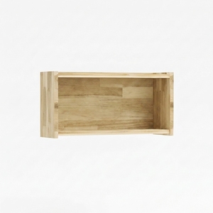 Meuble mural en bois massif avec étagère flottante et vitrine ouverte, unité de rangement pour salon - Product Image 1