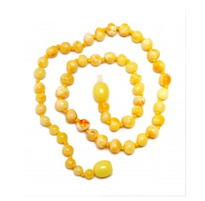Collier antique ovoïde jaune corne de buffle d'eau fait à la main multicolore religieux écologique style ange et bouddhisme - Product Image 4